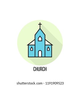 Church vector icon on white background.