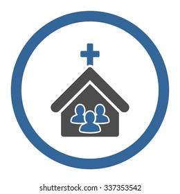 Church vector icon. Style is bicolor flat rounded symbol, cobalt and gray colors, rounded angles, white background.