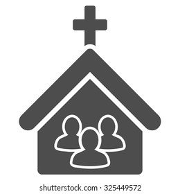 Church vector icon. Style is flat symbol, gray color, rounded angles, white background.