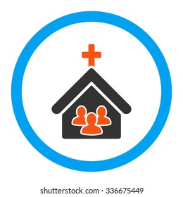 Church vector icon. Style is flat rounded symbol, bright colors, rounded angles, white background.