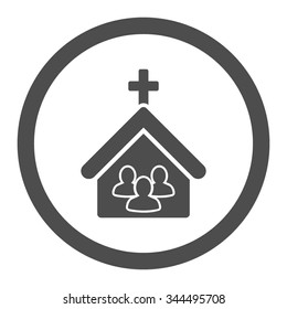 Church vector icon. Style is flat rounded symbol, gray color, rounded angles, white background.