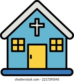 Icono vectorial de la Iglesia que es adecuado para el trabajo comercial y que puede modificarlo o editarlo fácilmente
