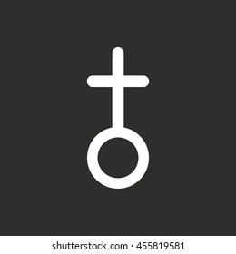 Church vector icon. White illustration isolated on black background for graphic and web design.