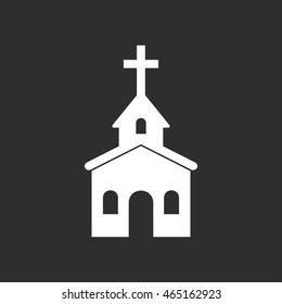 Church vector icon. White illustration isolated on black background for graphic and web design.