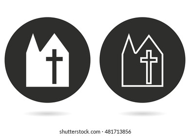 Church vector icon. White illustration isolated on black background for graphic and web design.