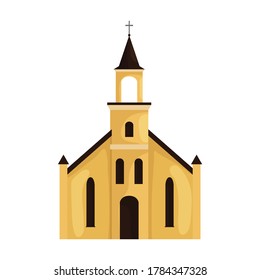 Icono vectorial de la iglesia.Icono vectorial de dibujos animados aislado en la iglesia de fondo blanco.
