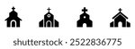 Church vector icons. Church building icon. Chapel symbols. Church silhouettes. Vector Illustration. EPS 10