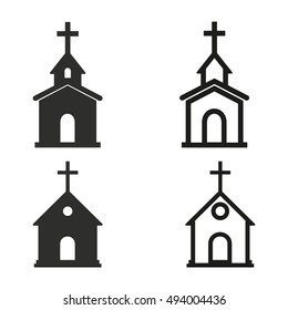 Church vector icons set. Black illustration isolated on white background for graphic and web design.