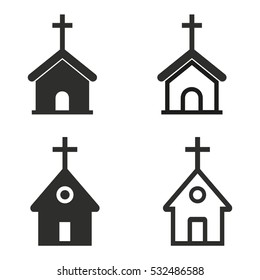 Church vector icons set. Illustration isolated for graphic and web design.