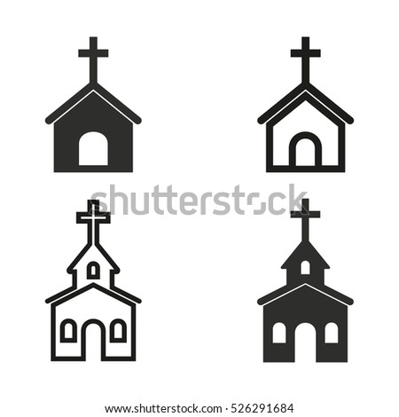 Church vector icons set. Illustration isolated for graphic and web design.