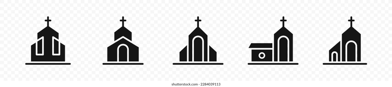 Church vector icons. Church silhouettes collection.  Church building icon. EPS 10