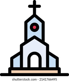 ilustración vectorial de iglesia aislada en un fondo transparente. iconos vectoriales de trazo para el concepto o gráficos web.