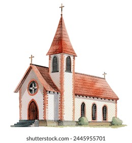 Vektorillustration der Kirche im Aquarellstil