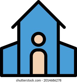 icono de color de línea vector de iglesia