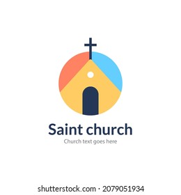 Church vector line icon, church Christian logo. Cross chapel house building