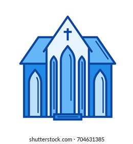 Church vector line icon isolated on white background. Church line icon for infographic, website or app. Blue icon designed on a grid system.