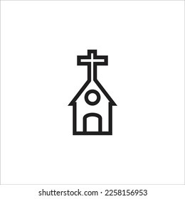 church vector line new icon
