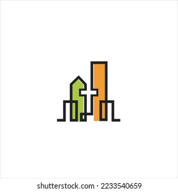 Church vector Logo design with Mono Line Drawing style