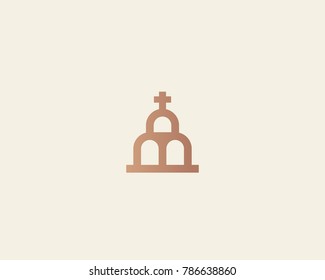 Church vector logotype. Line cross house logo