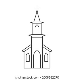 Church vector outline icon. Vector illustration building on white background. Isolated outline illustration icon of church.