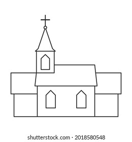 Church vector outline icon. Vector illustration building on white background. Isolated outline illustration icon of church.
