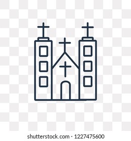 Church vector outline icon isolated on transparent background, high quality linear Church transparency concept can be used web and mobile