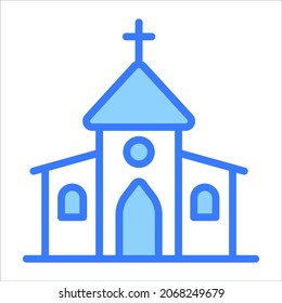 icono de contorno de vector de iglesia. Símbolos modernos del contorno de color. Colección de elementos tradicionales.