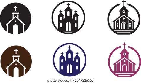 Vector de iglesia, iglesia Silueta, conjunto de iconos de iglesia, logotipo de iglesia, Ilustración vectorial, Vector Gráfico, EPS 10, obra de arte de Clip,