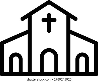 church vector thin line icon 