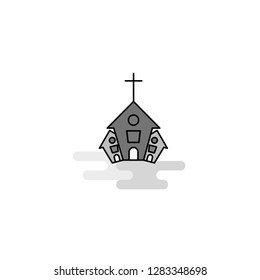Church Web Icon. Flat Line Filled Gray Icon Vector