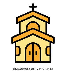 Church wedding icon outline vector. Event service. Ceremony party color flat