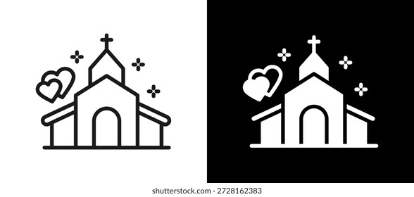 Icono de Boda de la iglesia Ilustración vectorial negro blanco