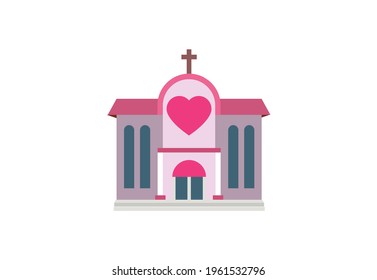 Church wedding vector flat icon. Isolated Church wedding house emoji illustration