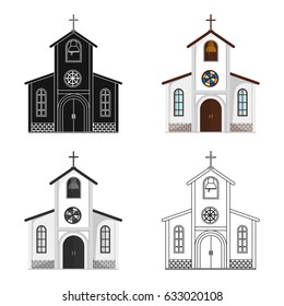 Church in which the bride and groom conduct a rite before the wedding.Wedding single icon in cartoon style vector symbol stock illustration.