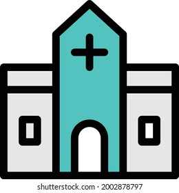 church with white background.church is a symbol of architect.colour line icon.