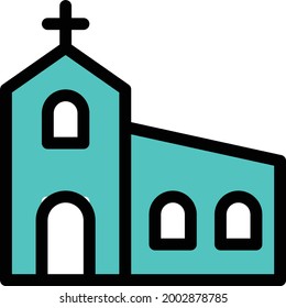 church with white background.church is a symbol of construction.colour line icon.