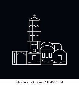 Church white icon. Outline illustration of Church vector icon for web and advertising isolated on black background. Element of culture and traditions