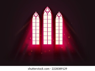 Church Window Illustration With Creepy Red Light