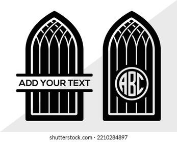 Church Windows Monogram Printable Vector Illustration