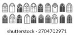church windows set silhouettes of gothic arches in line