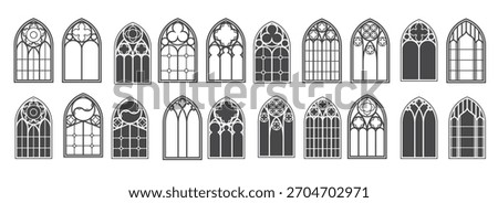 church windows set silhouettes of gothic arches in line