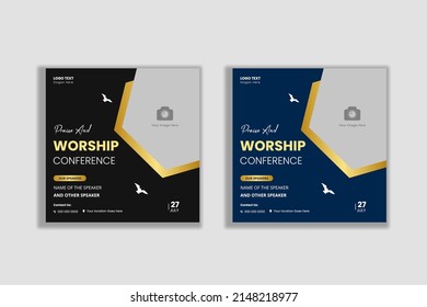 Church worship conference flyer social media post web banner