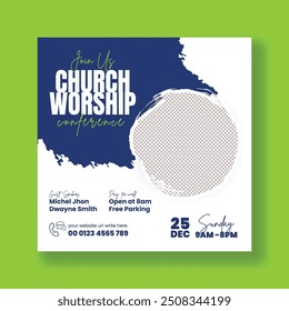 Church worship conference social media posts banner template church event flyer and Christian event prayer, dj party promotional ads design