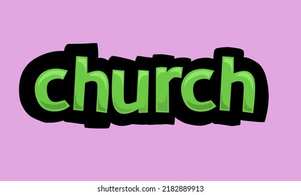CHURCH writing vector design on pink background