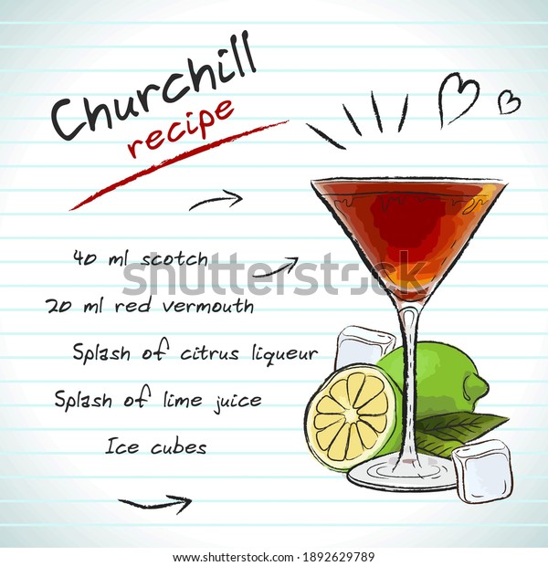 Churchill Cocktail Vector Sketch Hand Drawn Stock Vector (Royalty Free ...