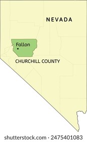 Churchill County and city of Fallon location on Nevada state map