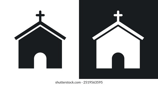 Churchline vector icon set in solid and outline style.