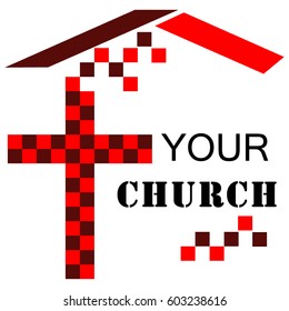 Church.Logo. Cross under the roof.