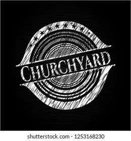 Churchyard chalk emblem written on a blackboard