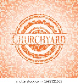 Churchyard orange mosaic emblem with background